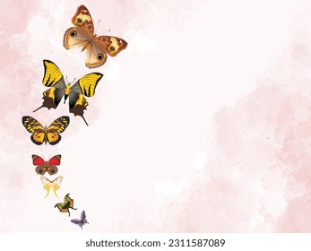 Watercolor flower circle background butterfly design vector eps 