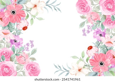 watercolor flower frame background for design