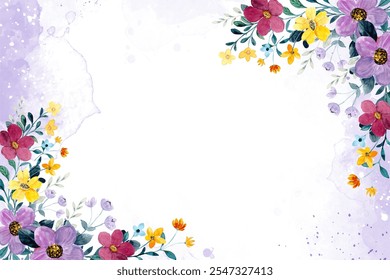 Vector de fondo de marco de flor de acuarela para diseño