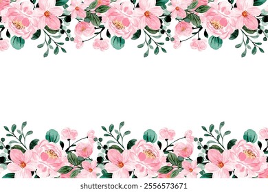 watercolor flower frame background vector pastel color