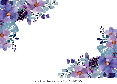 watercolor flower frame background vector pastel color