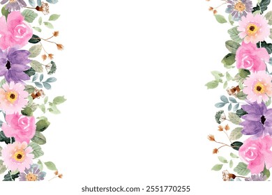 Watercolor flower frame background for wedding, birthday, card, background, invitation, wallpaper, sticker, decoration etc.