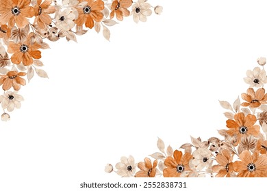 Watercolor flower frame background for wedding, birthday, card, background, invitation, wallpaper, sticker, decoration etc.