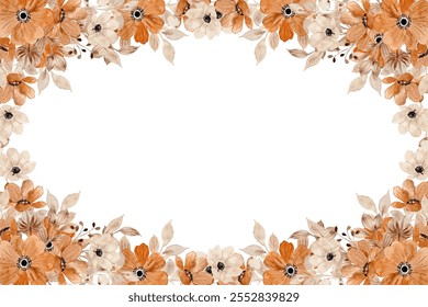 Watercolor flower frame background for wedding, birthday, card, background, invitation, wallpaper, sticker, decoration etc.