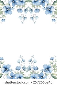 Watercolor flower frame background for wedding, birthday, card, background, invitation, wallpaper, sticker, decoration etc.