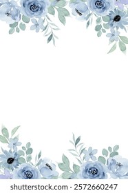 Watercolor flower frame background for wedding, birthday, card, background, invitation, wallpaper, sticker, decoration etc.