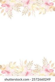 Watercolor flower frame background for wedding, birthday, card, background, invitation, wallpaper, sticker, decoration etc.