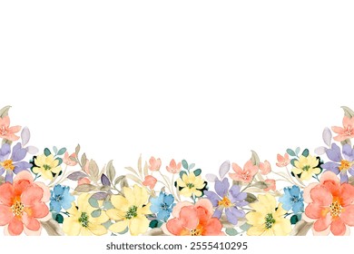 watercolor flower frame border, vector illustration for design template