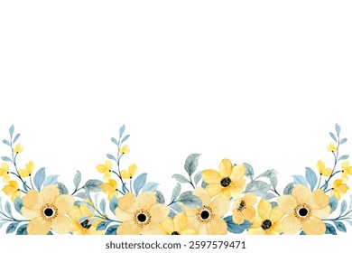 Watercolor flower frame, floral border isolated on a white background.
