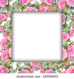 Watercolor Flower Frame On White Background Stock Vector (Royalty Free ...