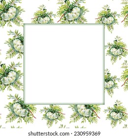 Watercolor flower frame on white background vector illustration