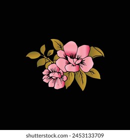 Watercolor flower frame Rose Eucalyptus.Isolated realistic pink petals, blossom, branches, leaves vector set. Design spring tree illustration