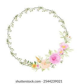 Watercolor flower frame vector for design