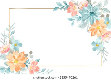 Watercolor flower frame for wedding, birthday, card, background, invitation, wallpaper, sticker, decoration etc.