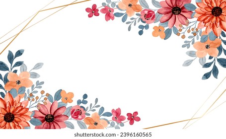 Watercolor flower frame for wedding, birthday, card, background, invitation, wallpaper, sticker, decoration etc.