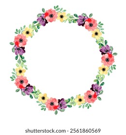 Watercolor flower frame for wedding, birthday, card, background, invitation, wallpaper, sticker, decoration etc.