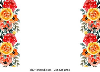 Watercolor flower frame for wedding, birthday, card, background, invitation, wallpaper, sticker, decoration etc.