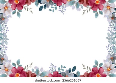 Watercolor flower frame for wedding, birthday, card, background, invitation, wallpaper, sticker, decoration etc.