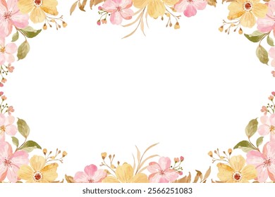 Watercolor flower frame for wedding, birthday, card, background, invitation, wallpaper, sticker, decoration etc.