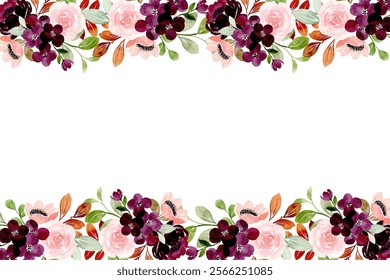 Watercolor flower frame for wedding, birthday, card, background, invitation, wallpaper, sticker, decoration etc.