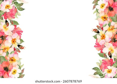 Watercolor flower frame for wedding, birthday, card, background, invitation, wallpaper, sticker, decoration etc.