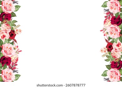 Watercolor flower frame for wedding, birthday, card, background, invitation, wallpaper, sticker, decoration etc.