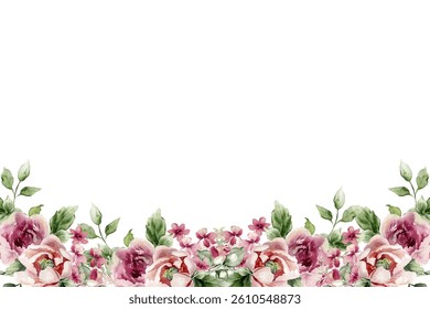Watercolor flower frame for wedding, birthday, card, background, invitation, wallpaper, sticker, decoration etc.