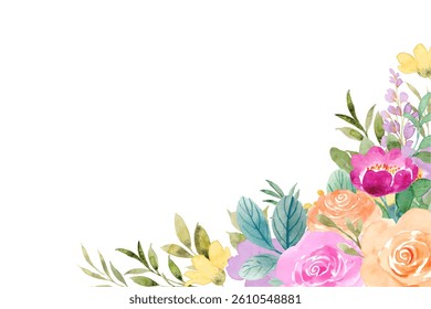 Watercolor flower frame for wedding, birthday, card, background, invitation, wallpaper, sticker, decoration etc.