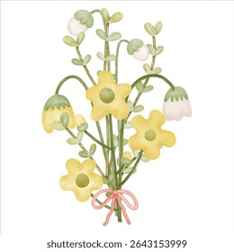 A watercolor flower with gentle lines and soft colors, perfect for creating custom bouquets and floral arrangements.
