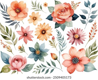 Watercolor flower for the graphic resource and design elements 