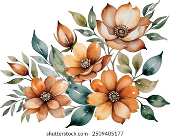 Watercolor flower for the graphic resource and design elements 