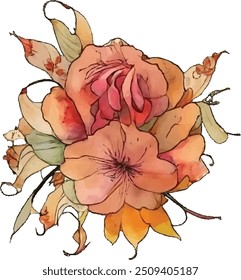 Watercolor flower for the graphic resource and design elements 