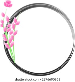 Watercolor flower hand painted frame with round brushes vector illustration