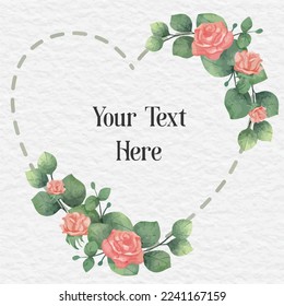 watercolor flower heart shape clip art frame
