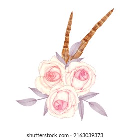 Watercolor flower illustration design art rose white flower