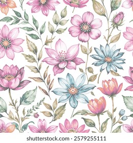 watercolor flower illustration great for decorating and printing your fabric surface