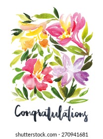 Watercolor flower. Illustration. Hand lettering. Handmade. Painting. Summer. Flowers.