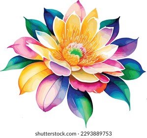 Watercolor flower isolated on white background