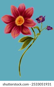 watercolor flower and leaf handmade