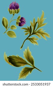 watercolor flower and leaf handmade