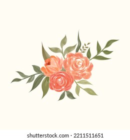 Watercolor flower and leaves illustration
