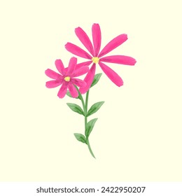 Watercolor flower and leaves illustration