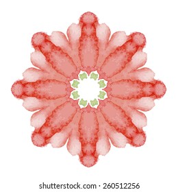 Watercolor Flower Mandala. Lace circular ornament on white background.  Oriental Geometric circle element. Vector illustration. 