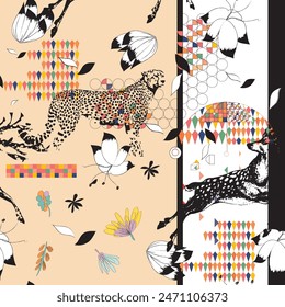 Watercolor flower motif background. Hand painted earthy whimsical seamless pattern. Modern floral linen textile, scarf, style, fashion, textile, cover style colorful nature all over print. Trendy
