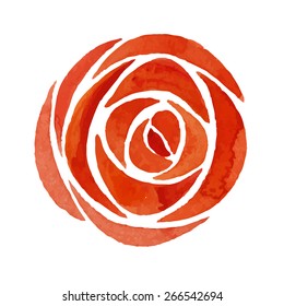 Watercolor flower, orange roses, hand drawn illustration.