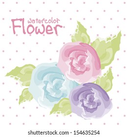 watercolor flower over dotted background vector illustration