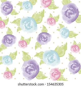 watercolor flower over dotted background vector illustration