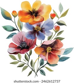 Watercolor Flower, Painting on canvas, Illustration