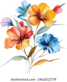 Watercolor Flower, Painting on canvas, Illustration