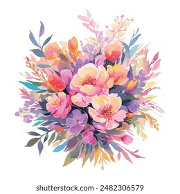 Watercolor Flower, Painting on canvas, Illustration